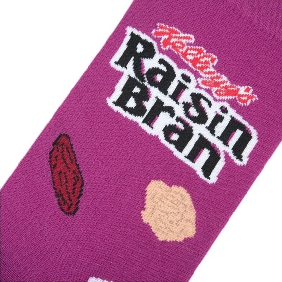 KELLOGG’S Raisin Bran Cereal Printed Crew Socks OS - Picture 2 of 4